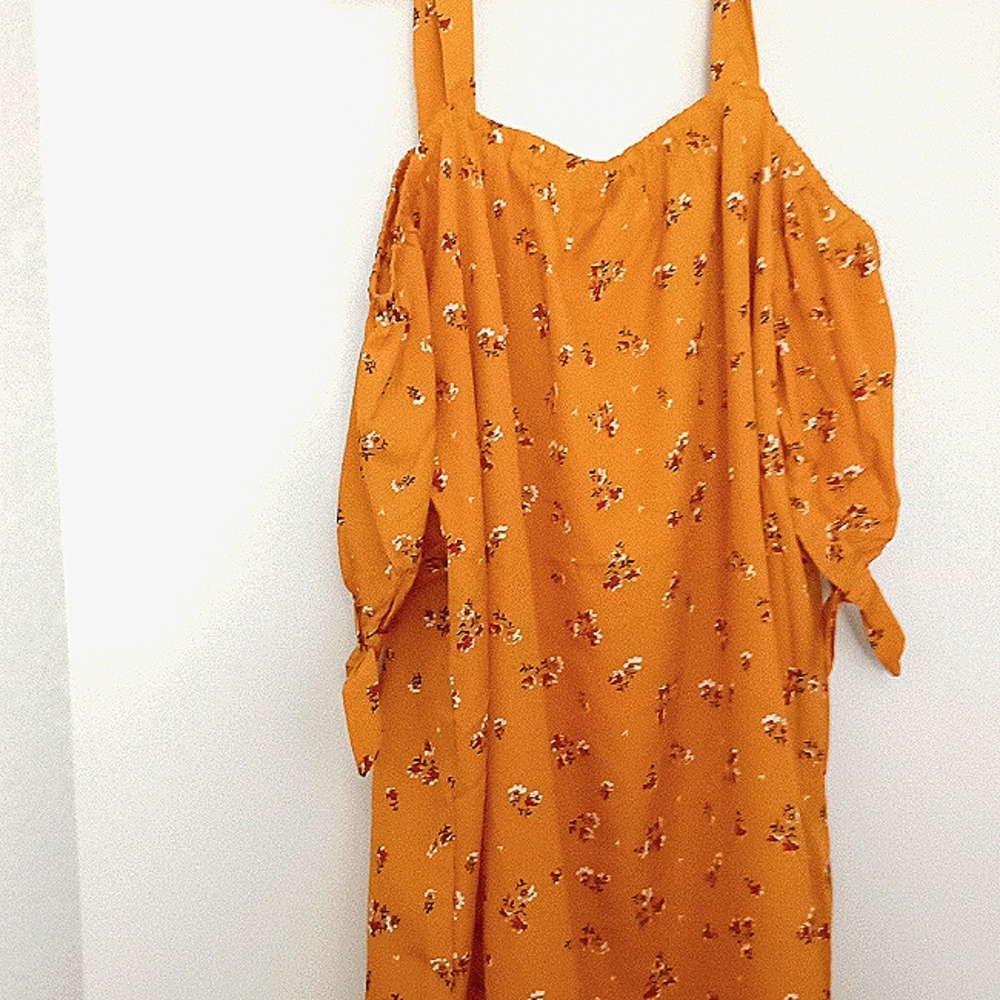 Beautiful orange with flower Summer dress